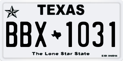 TX license plate BBX1031