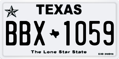 TX license plate BBX1059