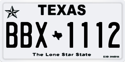 TX license plate BBX1112