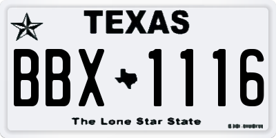 TX license plate BBX1116