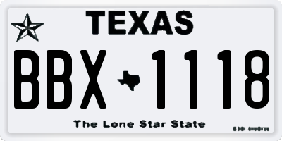 TX license plate BBX1118