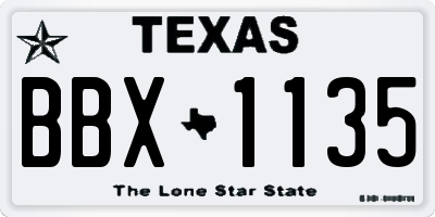 TX license plate BBX1135