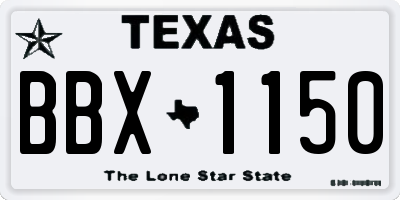 TX license plate BBX1150