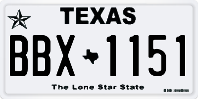 TX license plate BBX1151