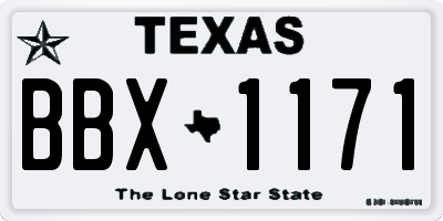 TX license plate BBX1171