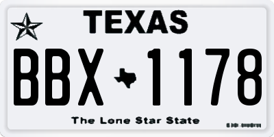 TX license plate BBX1178