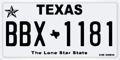 TX license plate BBX1181