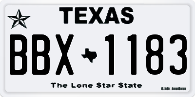 TX license plate BBX1183