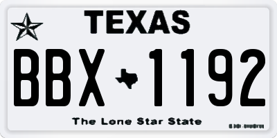 TX license plate BBX1192