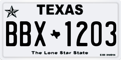 TX license plate BBX1203