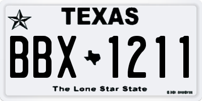 TX license plate BBX1211