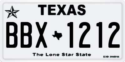TX license plate BBX1212