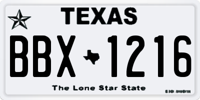 TX license plate BBX1216