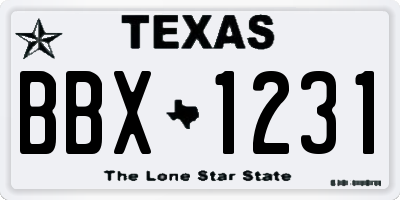 TX license plate BBX1231
