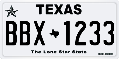 TX license plate BBX1233