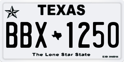 TX license plate BBX1250