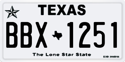 TX license plate BBX1251