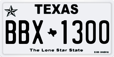 TX license plate BBX1300