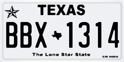 TX license plate BBX1314