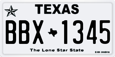 TX license plate BBX1345