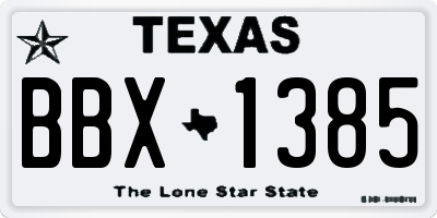 TX license plate BBX1385