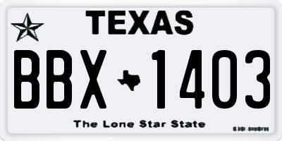 TX license plate BBX1403