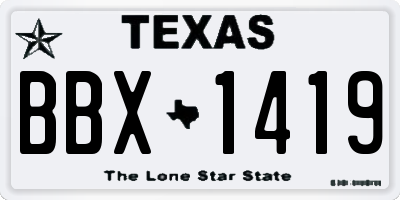 TX license plate BBX1419