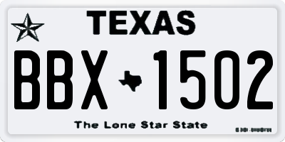 TX license plate BBX1502