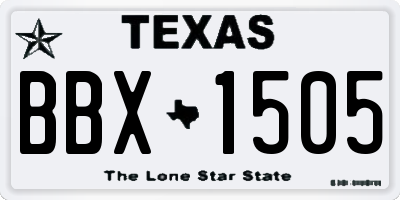 TX license plate BBX1505