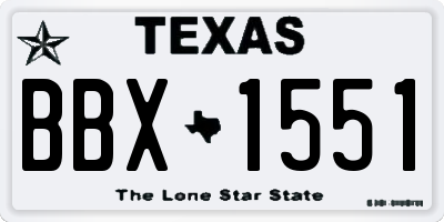 TX license plate BBX1551