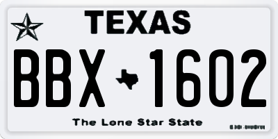 TX license plate BBX1602