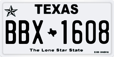 TX license plate BBX1608
