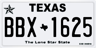 TX license plate BBX1625
