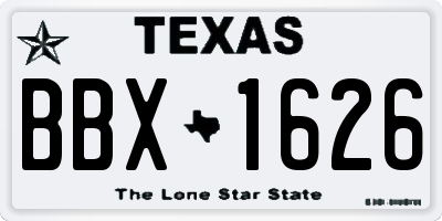 TX license plate BBX1626