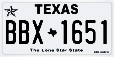 TX license plate BBX1651