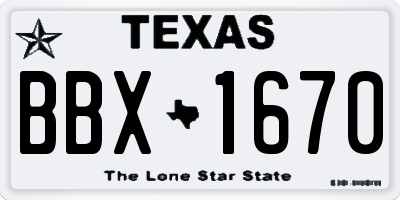 TX license plate BBX1670