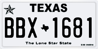 TX license plate BBX1681