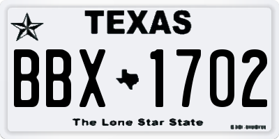 TX license plate BBX1702