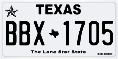 TX license plate BBX1705