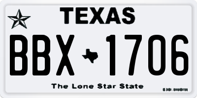 TX license plate BBX1706