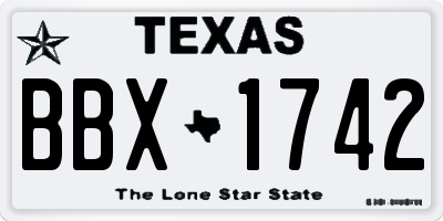 TX license plate BBX1742