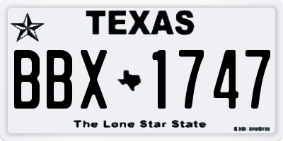 TX license plate BBX1747