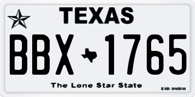 TX license plate BBX1765