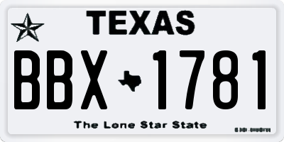 TX license plate BBX1781