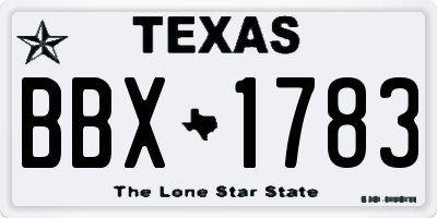 TX license plate BBX1783