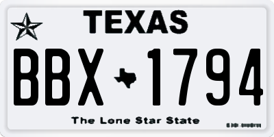 TX license plate BBX1794