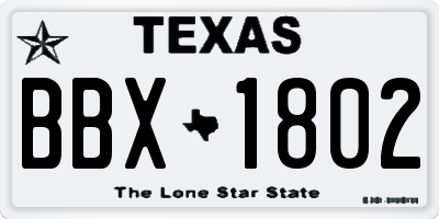 TX license plate BBX1802