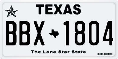 TX license plate BBX1804