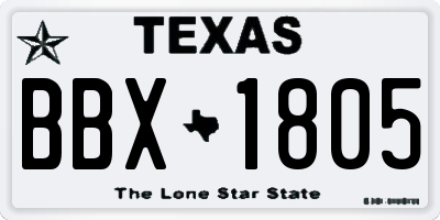 TX license plate BBX1805