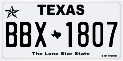 TX license plate BBX1807
